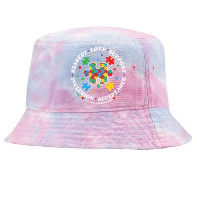 Autism Meaningful Gift Respect Love Support Autism Awareness Cool Gift Tie-Dyed Bucket Hat