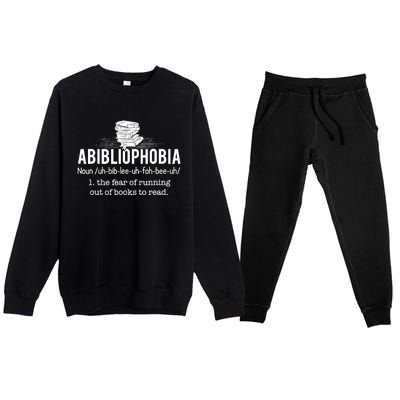 Abibliophobia Meaningful Gift Funny Reading Bookworm Reader Gift Premium Crewneck Sweatsuit Set