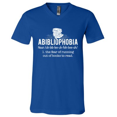 Abibliophobia Meaningful Gift Funny Reading Bookworm Reader Gift V-Neck T-Shirt