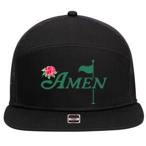 Amen Master Golf Azalea Tournament Pink Golfing Girl Flower 7 Panel Mesh Trucker Snapback Hat