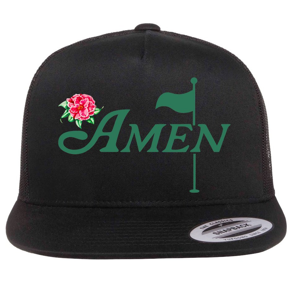 Amen Master Golf Azalea Tournament Pink Golfing Girl Flower Flat Bill Trucker Hat