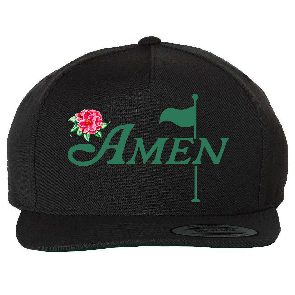Amen Master Golf Azalea Tournament Pink Golfing Girl Flower Wool Snapback Cap