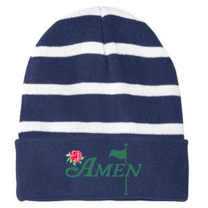 Amen Master Golf Azalea Tournament Pink Golfing Girl Flower Striped Beanie with Solid Band