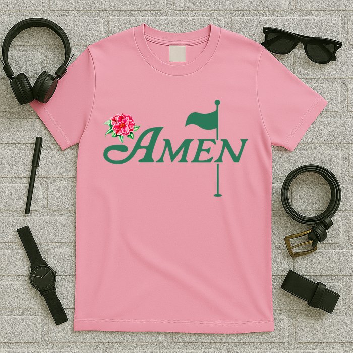 Amen Master Golf Azalea Tournament Pink Golfing Girl Flower T-Shirt