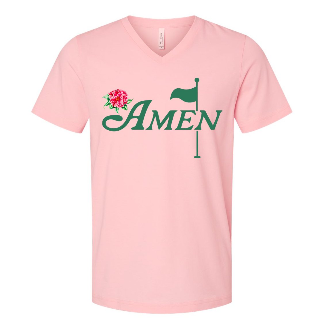 Amen Master Golf Azalea Tournament Pink Golfing Girl Flower V-Neck T-Shirt