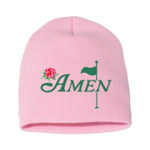 Amen Master Golf Azalea Tournament Pink Golfing Girl Flower Short Acrylic Beanie