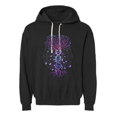 Abstract Madala Geometric Dna Tree Life Gift Esoteric Geometry Gift Garment-Dyed Fleece Hoodie