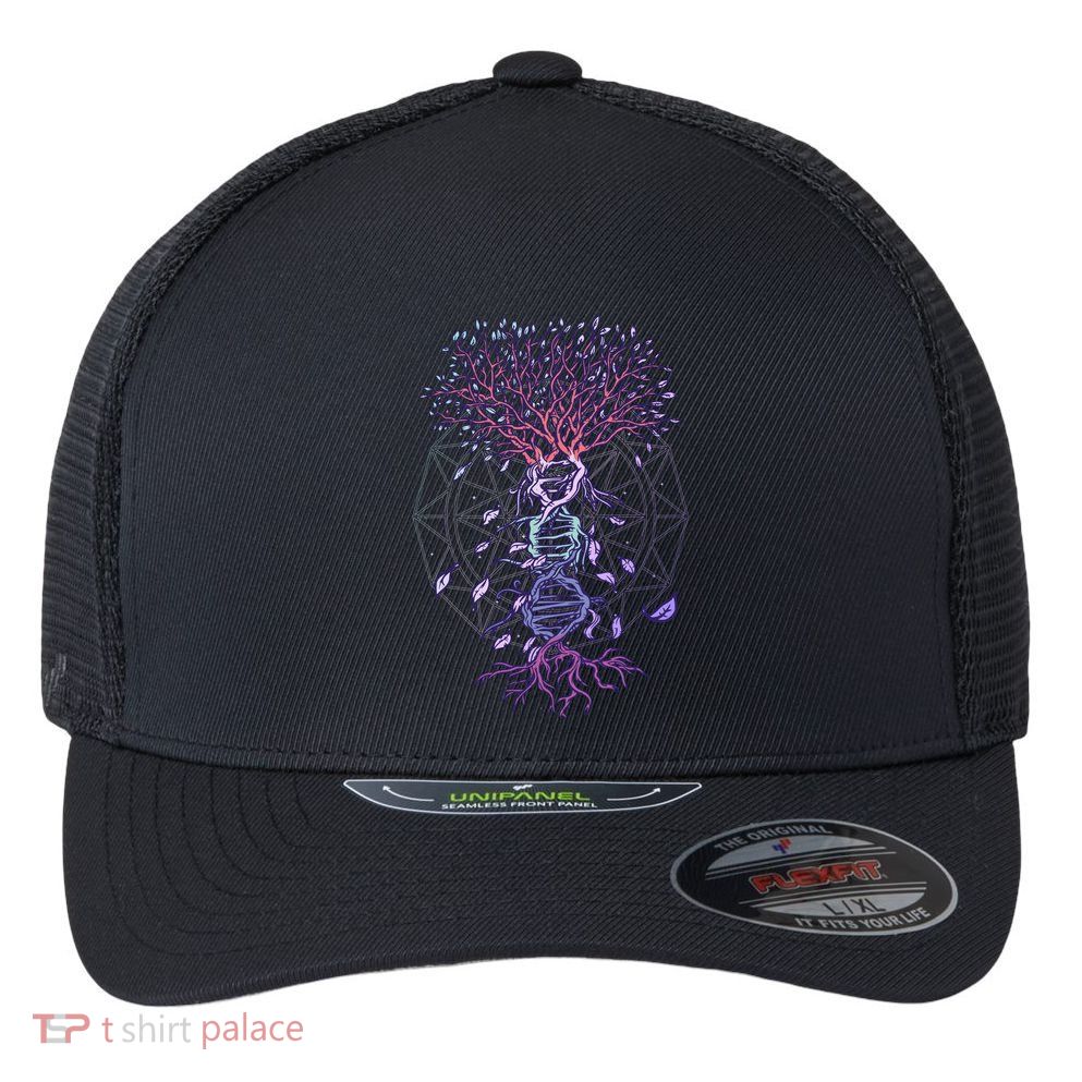 Abstract Madala Geometric Dna Tree Life Gift Esoteric Geometry Gift Flexfit Unipanel Trucker Cap