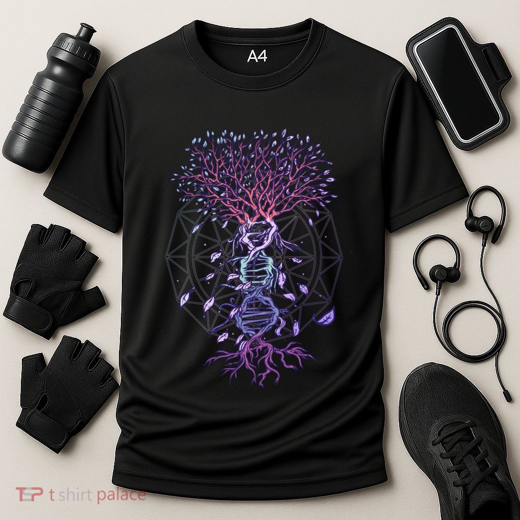 Abstract Madala Geometric Dna Tree Life Gift Esoteric Geometry Gift Performance Shirt