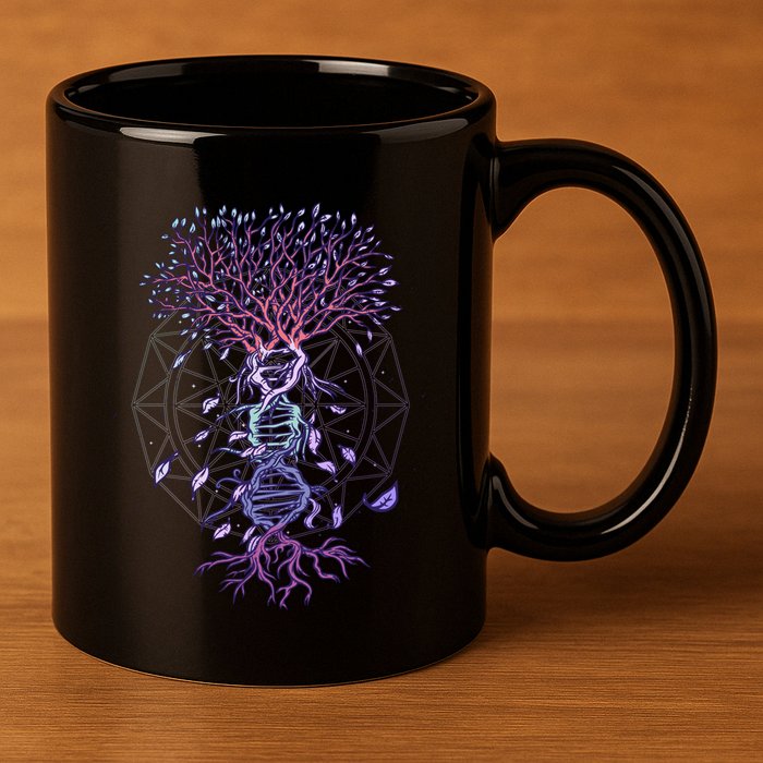 Abstract Madala Geometric Dna Tree Life Gift Esoteric Geometry Gift 11oz C Handle Ceramic Mug