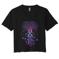 Abstract Madala Geometric Dna Tree Life Gift Esoteric Geometry Gift Women's Crop Top Tee