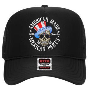 American Made Genuine Mexican Parts Skull Design High Crown Mesh Back Trucker Hat