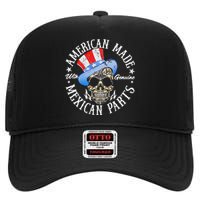 American Made Genuine Mexican Parts Skull Design High Crown Mesh Back Trucker Hat