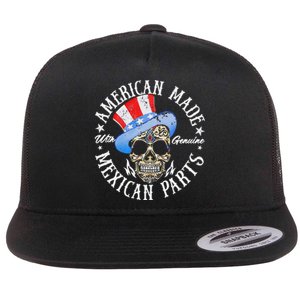 American Made Genuine Mexican Parts Skull Design Flat Bill Trucker Hat