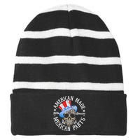 American Made Genuine Mexican Parts Skull Design Striped Beanie with Solid Band