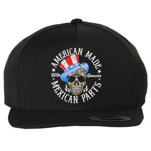 American Made Genuine Mexican Parts Skull Design Wool Snapback Cap