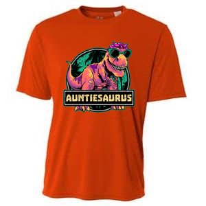 Auntiesaurus Meaningful Gift T Rex Auntie Saurus Dinosaur Aunt Gift Cooling Performance Crew T-Shirt