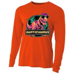 Auntiesaurus Meaningful Gift T Rex Auntie Saurus Dinosaur Aunt Gift Cooling Performance Long Sleeve Crew