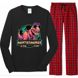 Auntiesaurus Meaningful Gift T Rex Auntie Saurus Dinosaur Aunt Gift Long Sleeve Pajama Set