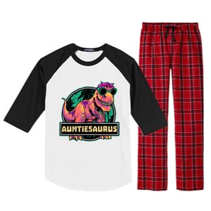 Auntiesaurus Meaningful Gift T Rex Auntie Saurus Dinosaur Aunt Gift Raglan Sleeve Pajama Set