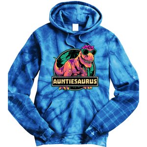 Auntiesaurus Meaningful Gift T Rex Auntie Saurus Dinosaur Aunt Gift Tie Dye Hoodie