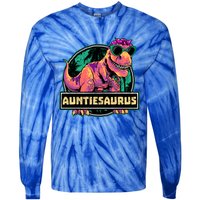 Auntiesaurus Meaningful Gift T Rex Auntie Saurus Dinosaur Aunt Gift Tie-Dye Long Sleeve Shirt