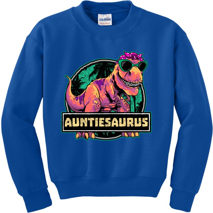 Auntiesaurus Meaningful Gift T Rex Auntie Saurus Dinosaur Aunt Gift Kids Sweatshirt