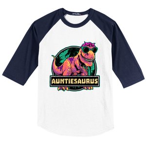 Auntiesaurus Meaningful Gift T Rex Auntie Saurus Dinosaur Aunt Gift Baseball Sleeve Shirt