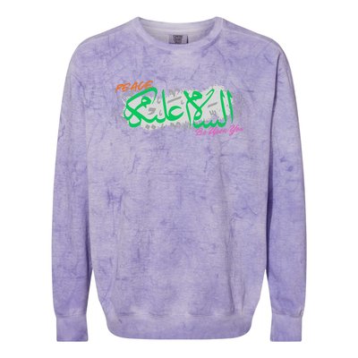 Assalamualaikoum Muslim Greeting Arabic Calligraphy Design Colorblast Crewneck Sweatshirt