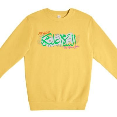 Assalamualaikoum Muslim Greeting Arabic Calligraphy Design Premium Crewneck Sweatshirt