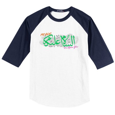 Assalamualaikoum Muslim Greeting Arabic Calligraphy Design Baseball Sleeve Shirt