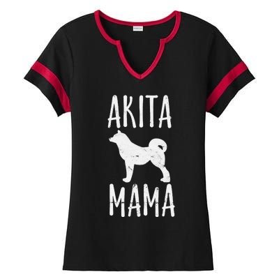 Akita Mama Gift Akita Mom Pet Dog Owner Mother Ladies Halftime Notch Neck Tee