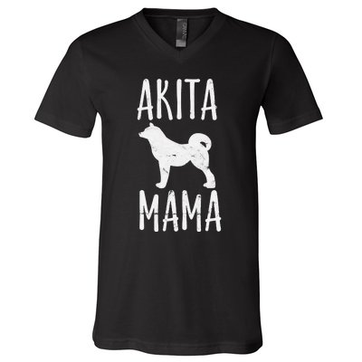 Akita Mama Gift Akita Mom Pet Dog Owner Mother V-Neck T-Shirt