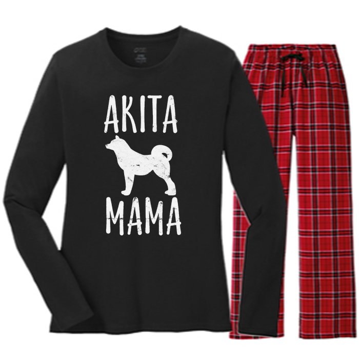 Akita Mama Gift Akita Mom Pet Dog Owner Mother Women's Long Sleeve Flannel Pajama Set 