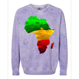 Africa Map Green Yellow Red Proud African Pride Juneteenth Colorblast Crewneck Sweatshirt