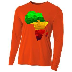 Africa Map Green Yellow Red Proud African Pride Juneteenth Cooling Performance Long Sleeve Crew