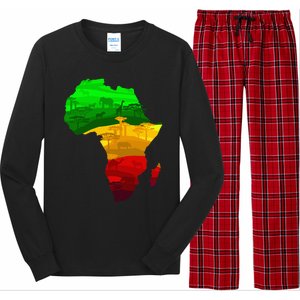 Africa Map Green Yellow Red Proud African Pride Juneteenth Long Sleeve Pajama Set