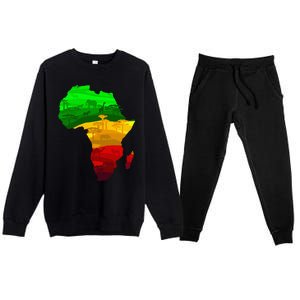 Africa Map Green Yellow Red Proud African Pride Juneteenth Premium Crewneck Sweatsuit Set