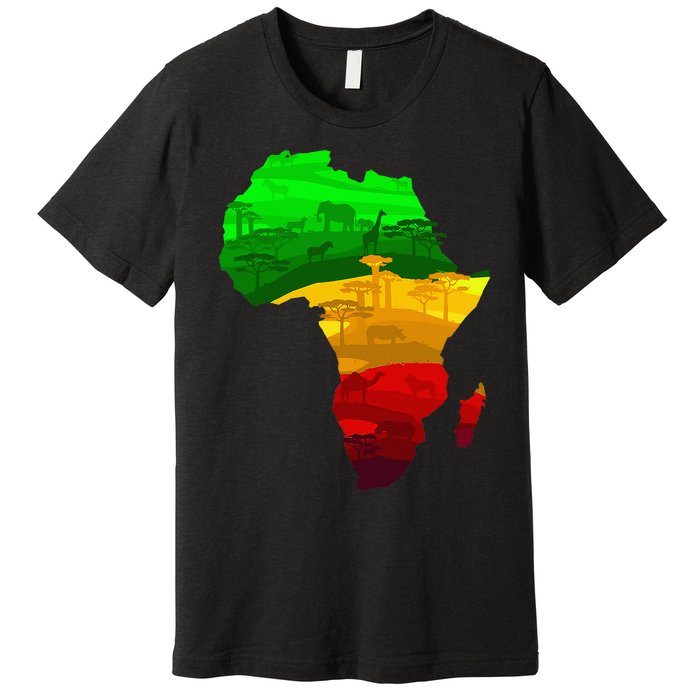 Africa Map Green Yellow Red Proud African Pride Juneteenth Premium T-Shirt