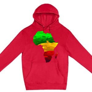 Africa Map Green Yellow Red Proud African Pride Juneteenth Premium Pullover Hoodie