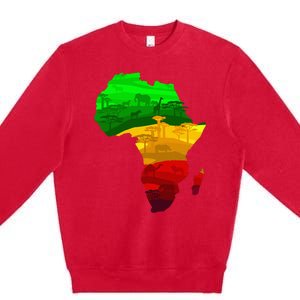 Africa Map Green Yellow Red Proud African Pride Juneteenth Premium Crewneck Sweatshirt