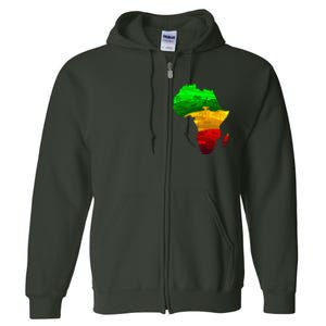 Africa Map Green Yellow Red Proud African Pride Juneteenth Full Zip Hoodie