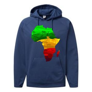 Africa Map Green Yellow Red Proud African Pride Juneteenth Performance Fleece Hoodie