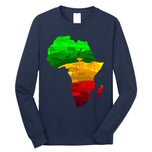 Africa Map Green Yellow Red Proud African Pride Juneteenth Long Sleeve Shirt