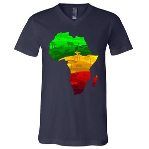 Africa Map Green Yellow Red Proud African Pride Juneteenth V-Neck T-Shirt