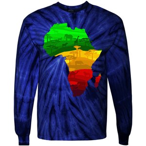 Africa Map Green Yellow Red Proud African Pride Juneteenth Tie-Dye Long Sleeve Shirt