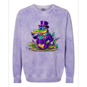 Alligator Mardi Gras Carnival Outfit For Males And Females Colorblast Crewneck Sweatshirt