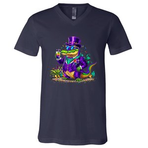 Alligator Mardi Gras Carnival Outfit For Males And Females V-Neck T-Shirt