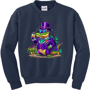 Alligator Mardi Gras Carnival Outfit For Males And Females Kids Sweatshirt