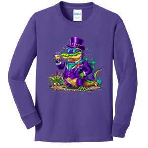 Alligator Mardi Gras Carnival Outfit For Males And Females Kids Long Sleeve Shirt